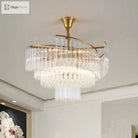 Vanessa Elegance Meets Sparkling Brilliance: The Clear Crystal Postmodern Gold Chandelier