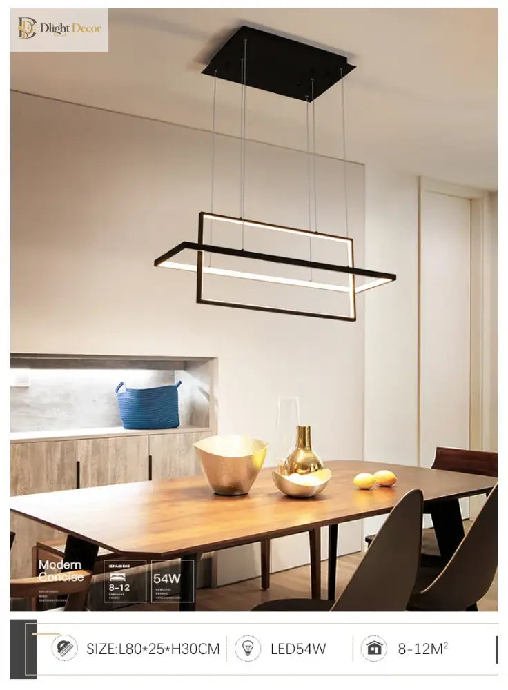 Sleek Led Rectangular Chandelier Light - Perfect For Kitchen Dining Living Room And Bedroom Decor