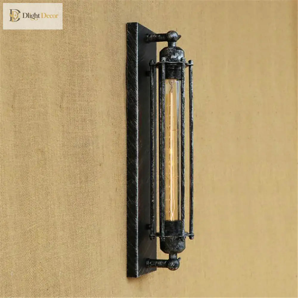 Vintage Black Rustic Wall Light With Edison Filament Bulb - Perfect For Stair Kitchen And Sconce