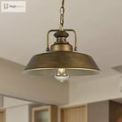 Vintage Metallic Barn Shade Pendant Lamp - Antique Brass Ceiling Light For Dining Room Pendant Light
