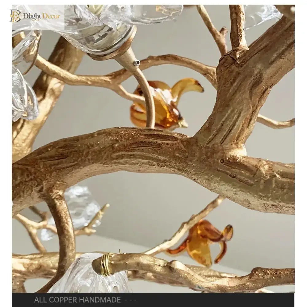 Ginkgo leaf statement chandelier with sculptural branch silhouette