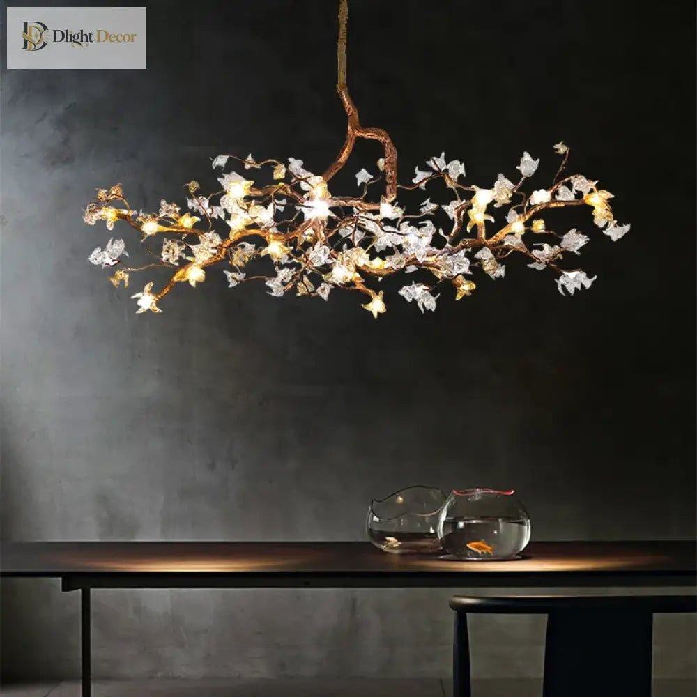 Luxury copper botanical chandelier – detailed product view