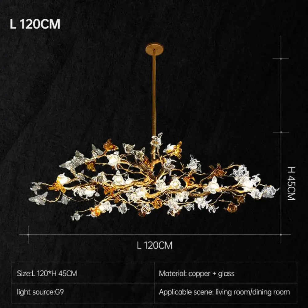 Vintage Copper Ginkgo Leaf Chandelier – 120 cm size options