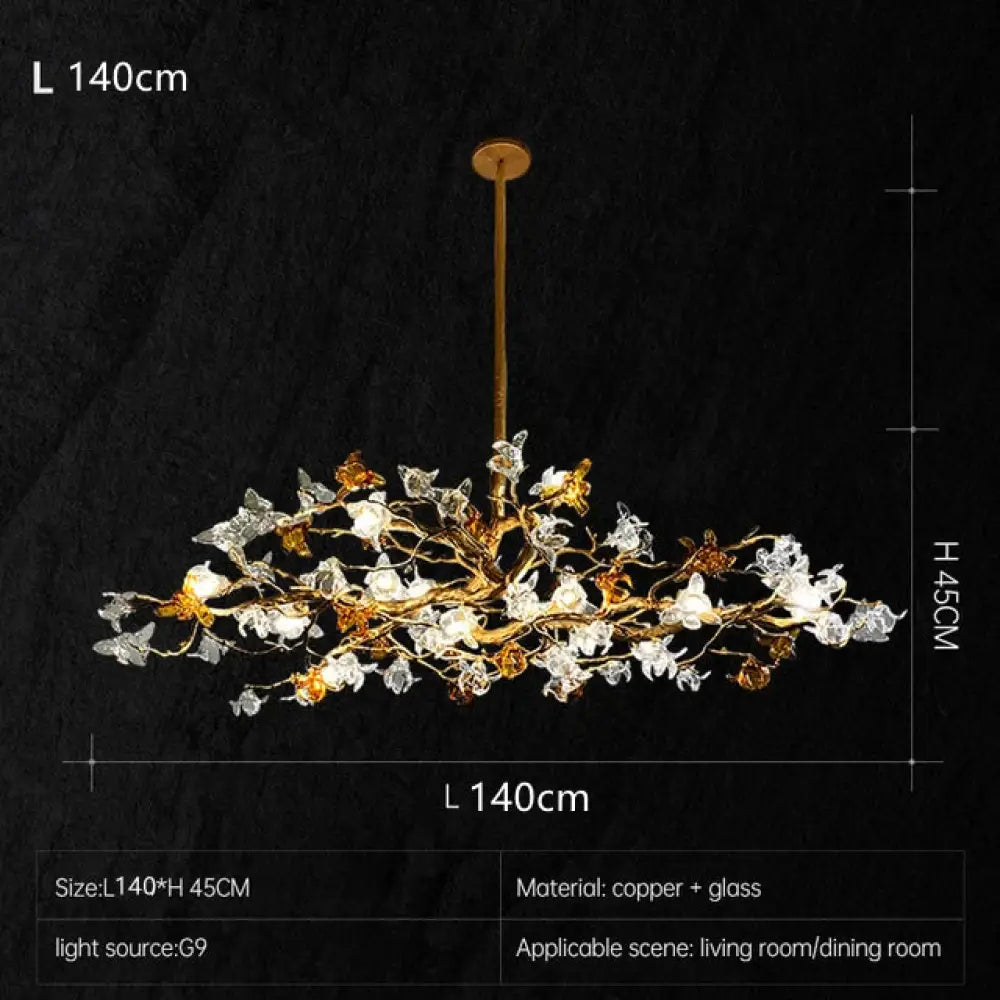 Vintage Copper Ginkgo Leaf Chandelier – 140 cm size options