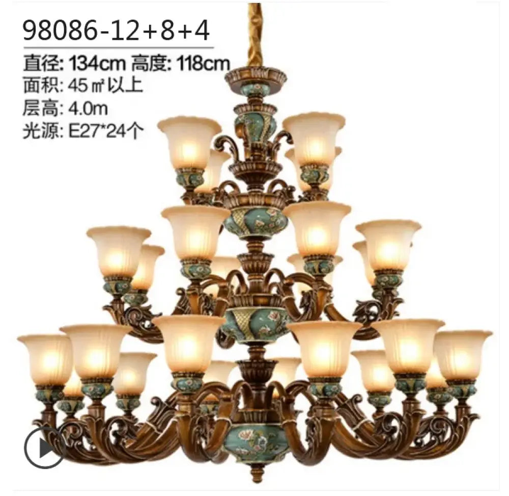 24 Heads D134xH118cm European Vintage Resin Chandelier variant