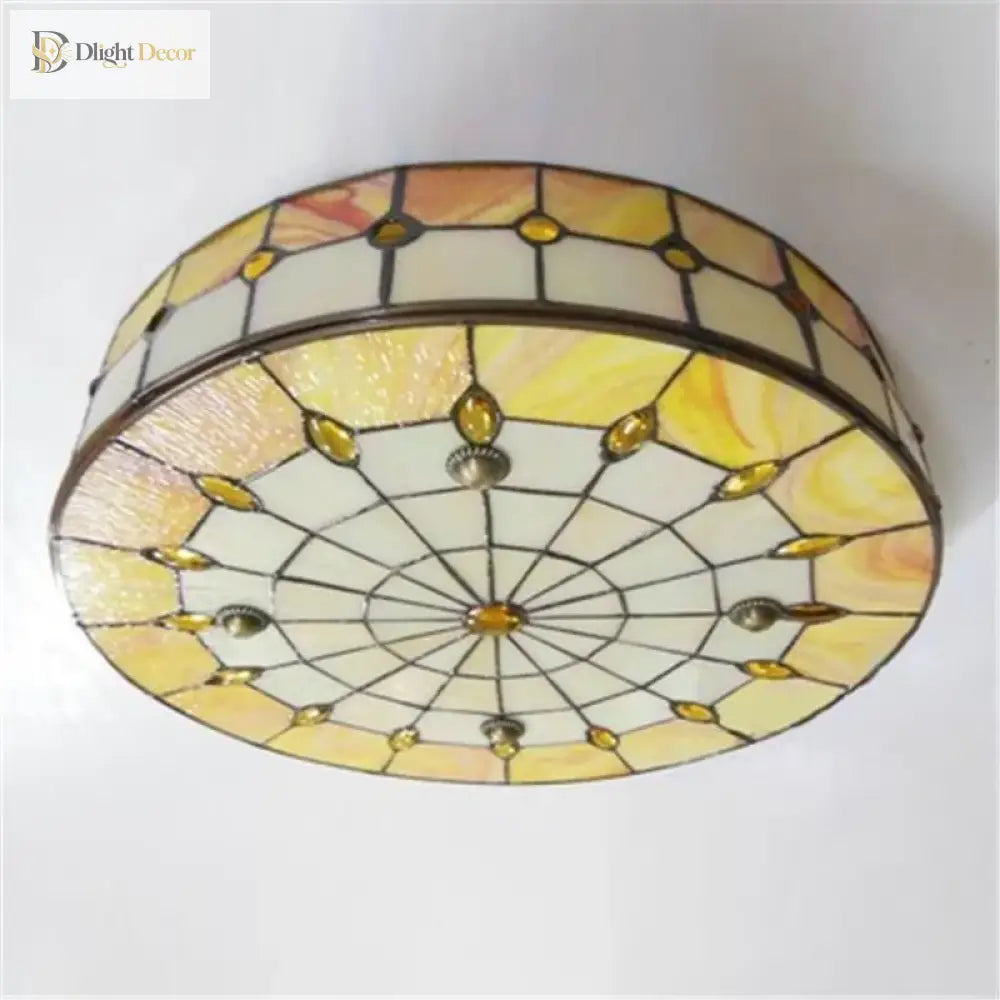 Vintage Mediterranean Tiffany Stained Glass Ceiling Lights - Elegance For Living Dining And