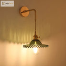 Vintage Single - Bulb Bedside Wall Mounted Lamp In Gold - Shaded Glass Light Fixture Wall Lamp