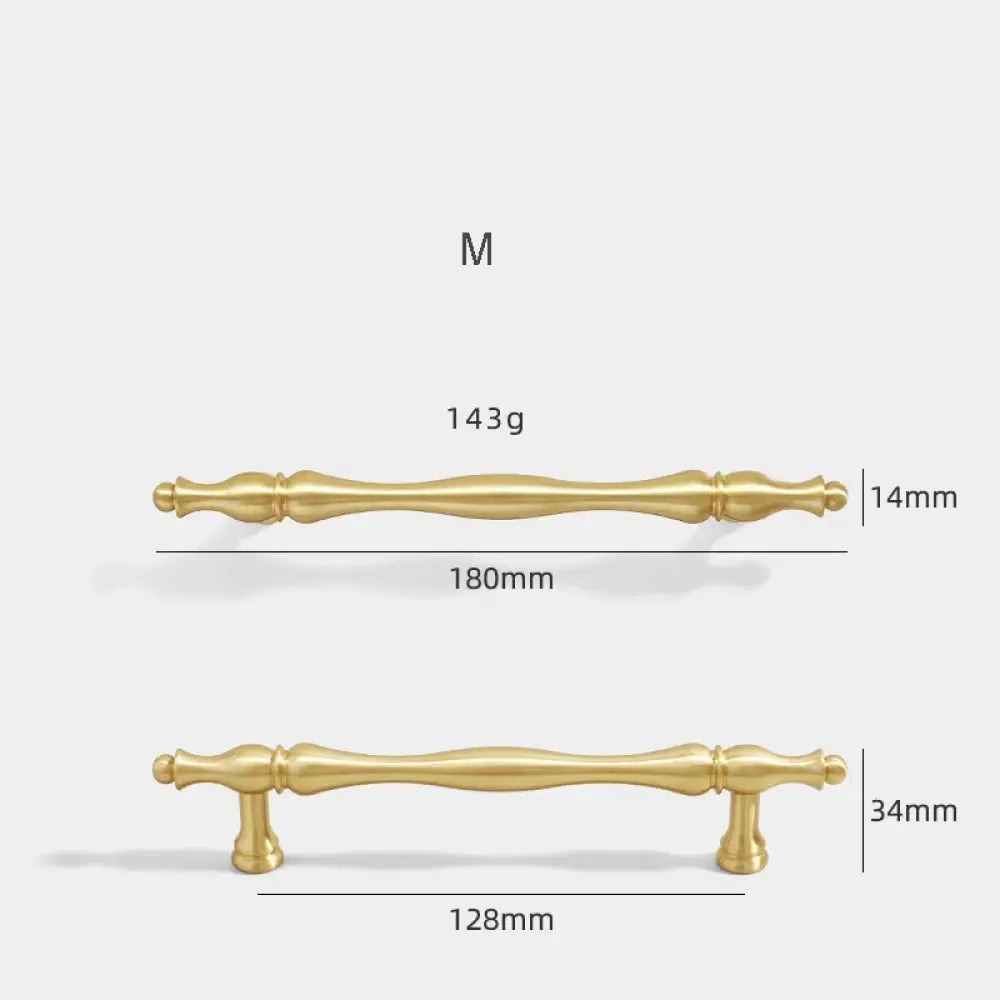 Gold Brass Cabinet Bar Handle – American Vintage Drawer Pull and Wardrobe Knob 180mm bar Handles