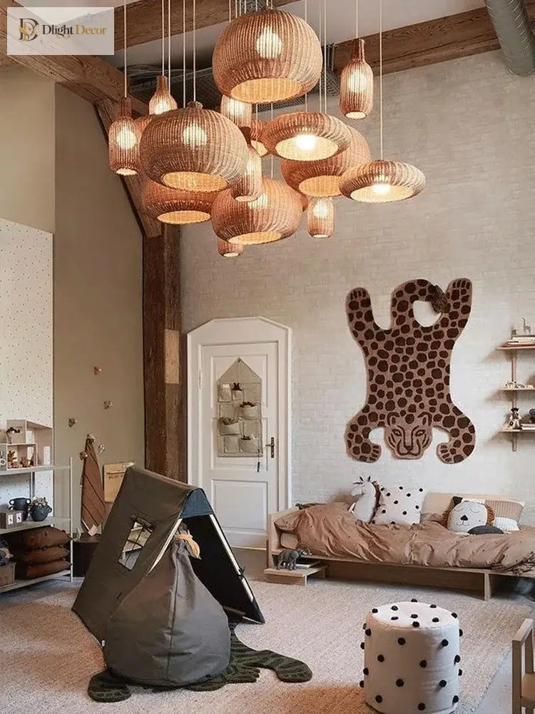 Vintage Handmade Rattan Pendant Light - Creative Lighting For Dining Rooms Cafes Restaurants And