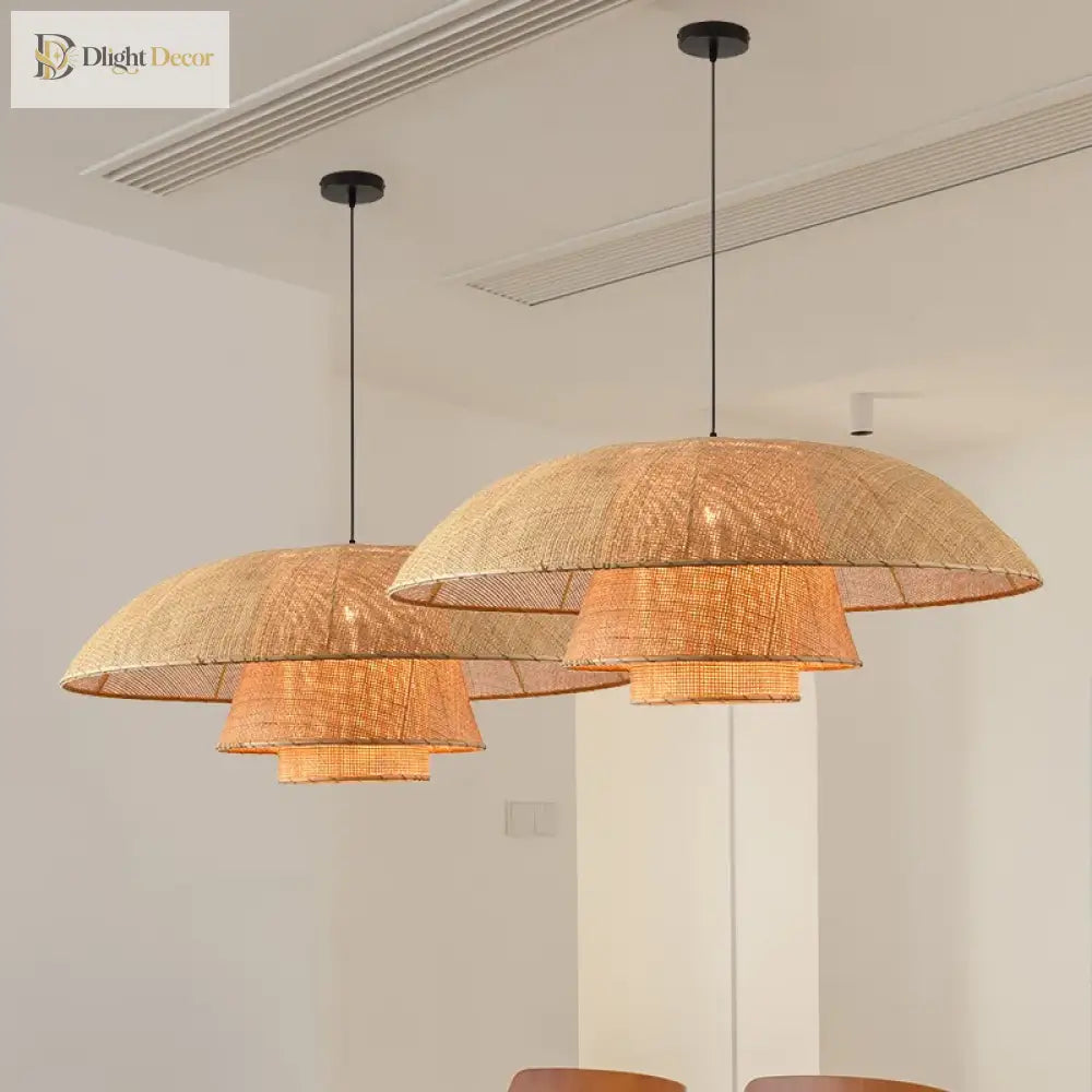 Retro Wabi - Sabi Rattan Pendant Light - Vintage Country Charm For Living Rooms Bedrooms Dining