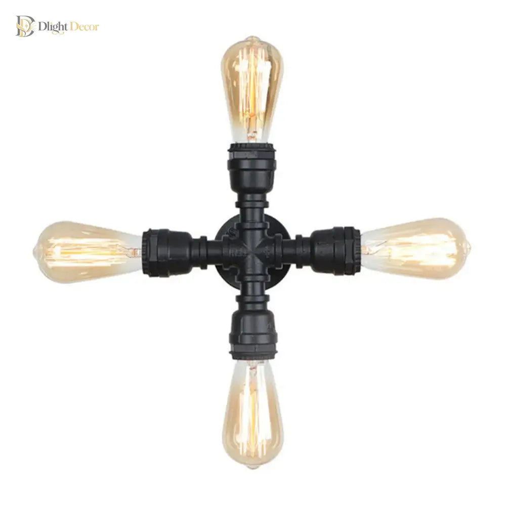 Vintage E27 Water Pipe Wall Sconces - Steampunk Light Fixtures For Hallway And Basement Wall Lamp