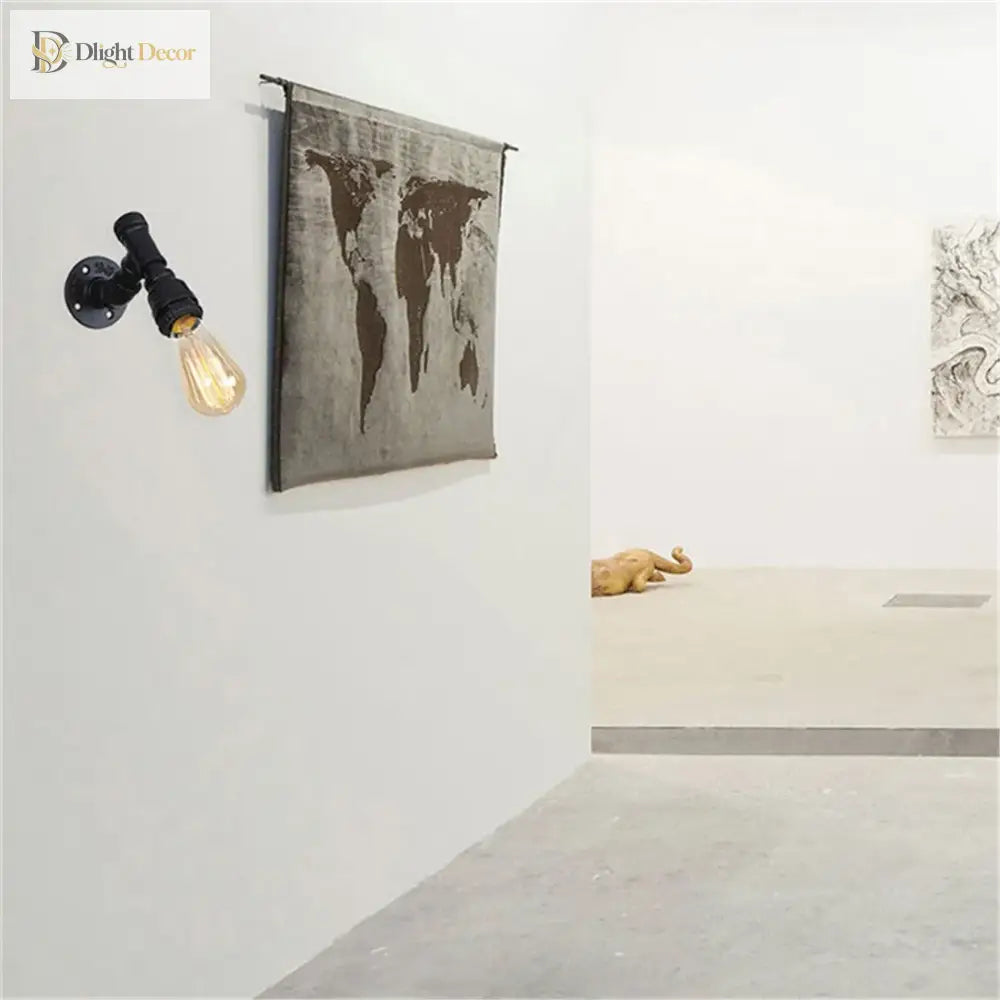 Vintage E27 Water Pipe Wall Sconces - Steampunk Light Fixtures For Hallway And Basement Wall Lamp