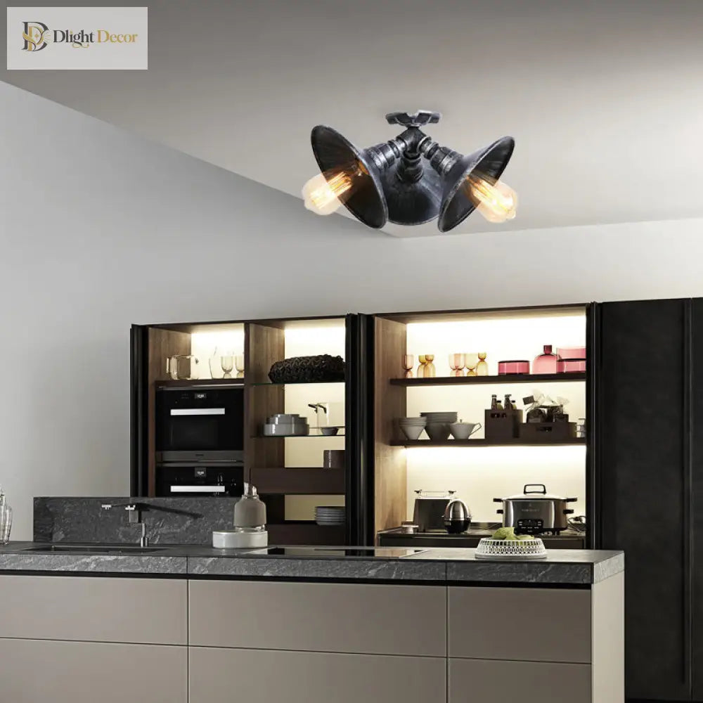 Violet Bronze/Aged Silver Ceiling Light - Wrought Iron 3 - Head Semi Flush Mount