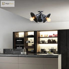 Violet Bronze/Aged Silver Ceiling Light - Wrought Iron 3 - Head Semi Flush Mount
