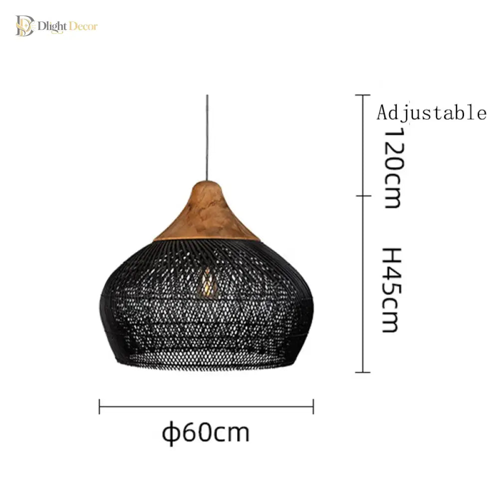 Wabi-Sabi Handwoven Rattan Pendant Light – style and size option 13