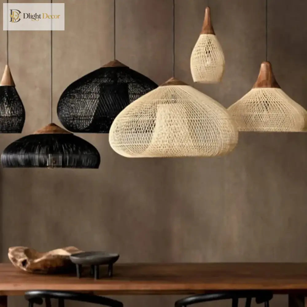 Wabi-Sabi Handwoven Rattan Pendant Light – product view 3