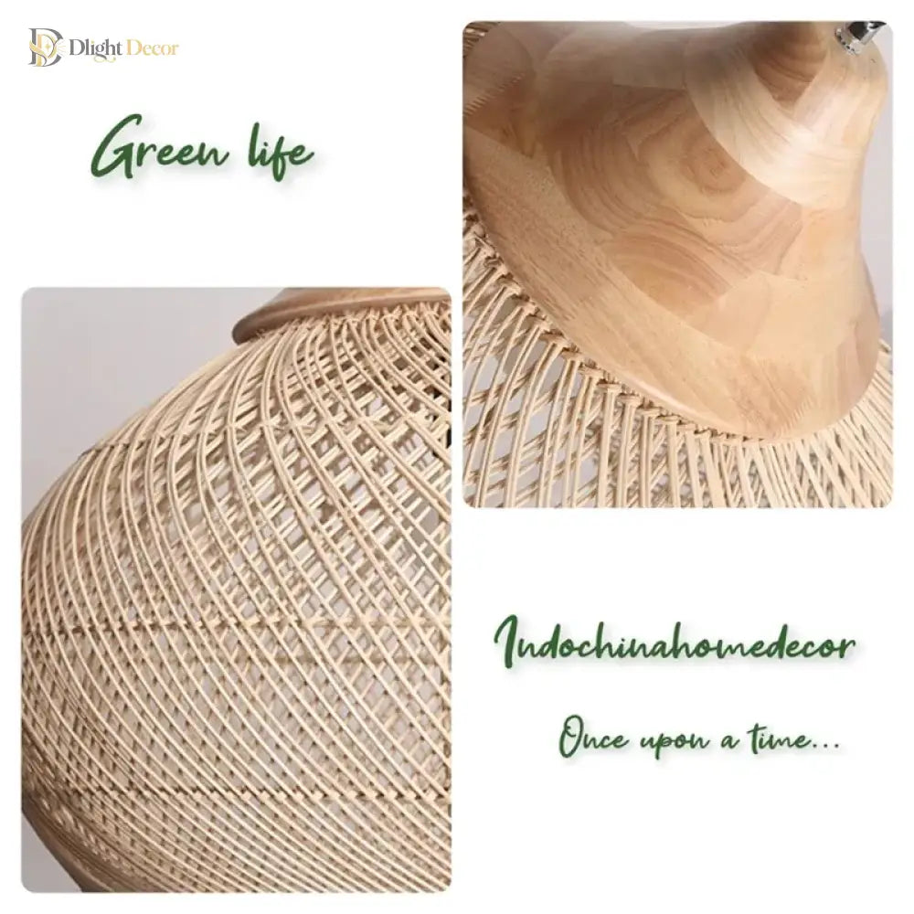 Wabi-Sabi Handwoven Rattan Pendant Light – product view 6