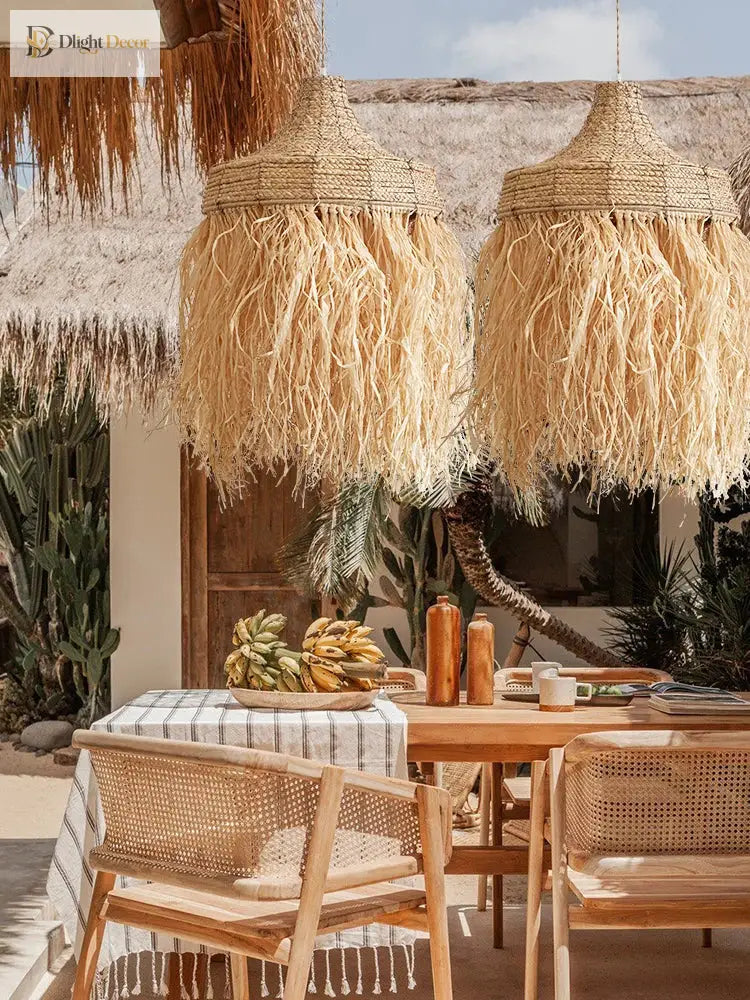 Wabi Sabi Rattan Grass Pendant Lamps - Handmade Japanese - Inspired Natural Lighting With Simple