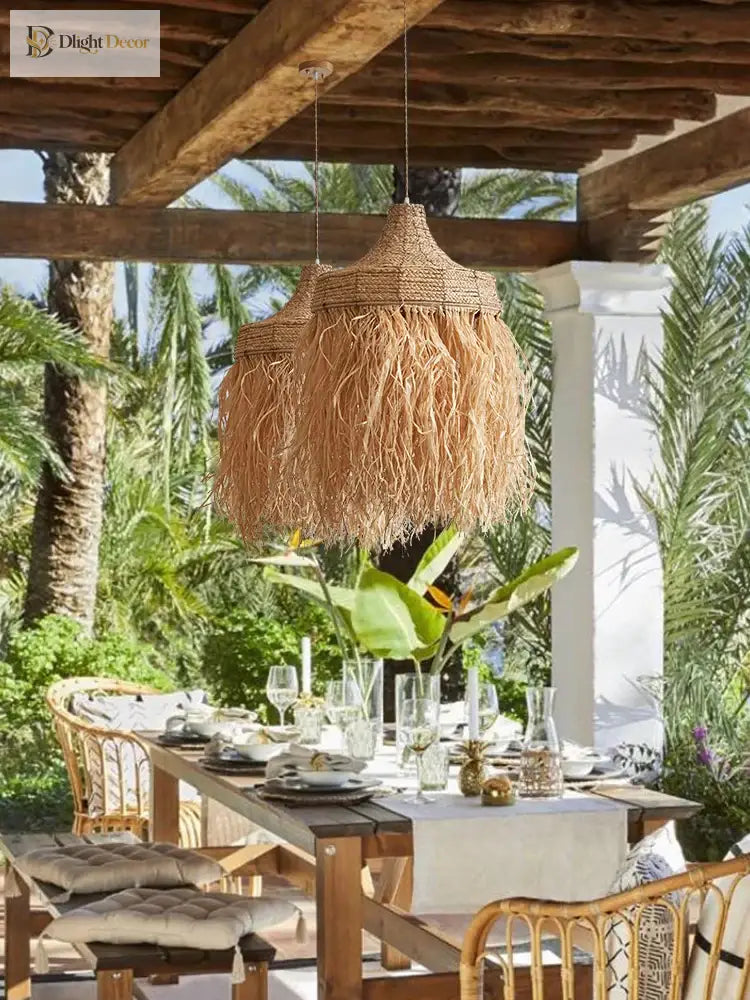 Wabi Sabi Rattan Grass Pendant Lamps - Handmade Japanese - Inspired Natural Lighting With Simple