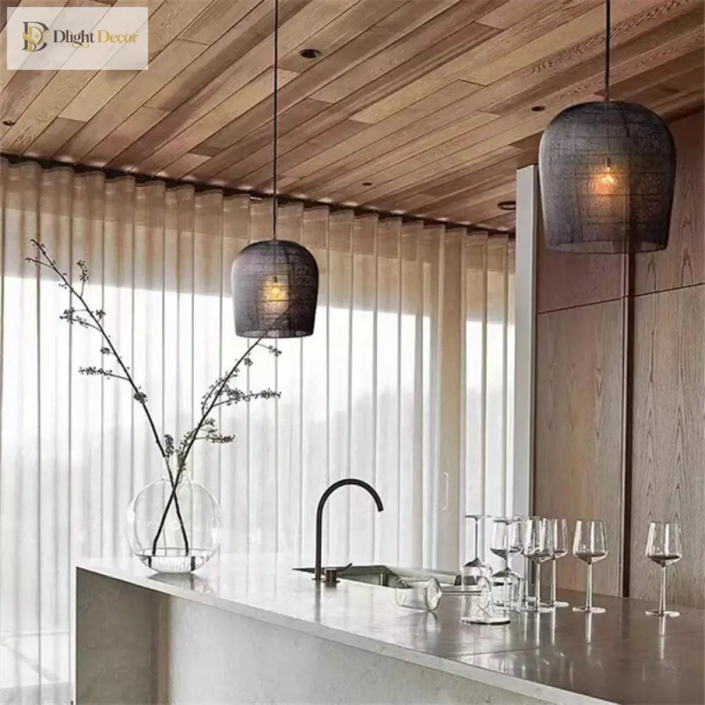 Wabi Sabi Rattan Pendant Light - Handcrafted Elegance For Your Dining Room Bedroom Or Bar Area