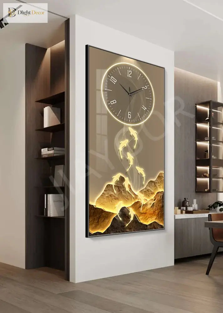 Dlight Decor Wall Clock Lamp with Crystal Glow Wall Art