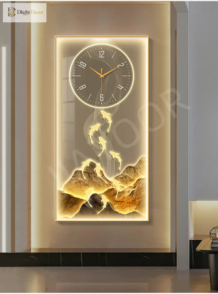 Dlight Decor Wall Clock Lamp with Crystal Glow Wall Art