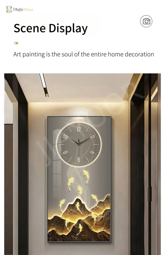 Dlight Decor Wall Clock Lamp with Crystal Glow Wall Art
