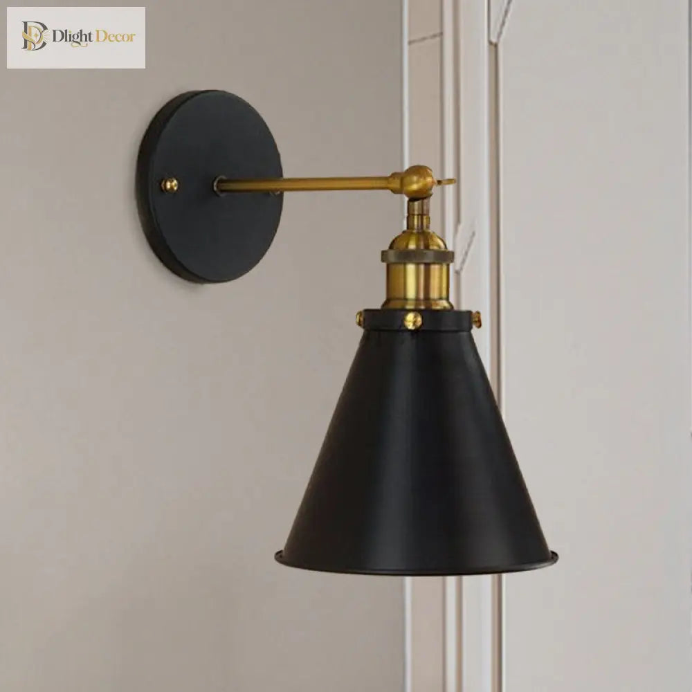 Embrace Industrial Chic With The Black And Brass Conic Sconce Wall Light