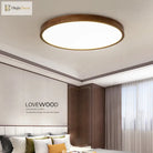 Walnut Ceiling Lamp - Ultra - Thin Round Wood Design Nordic Chandelier For Bedroom Study Balcony