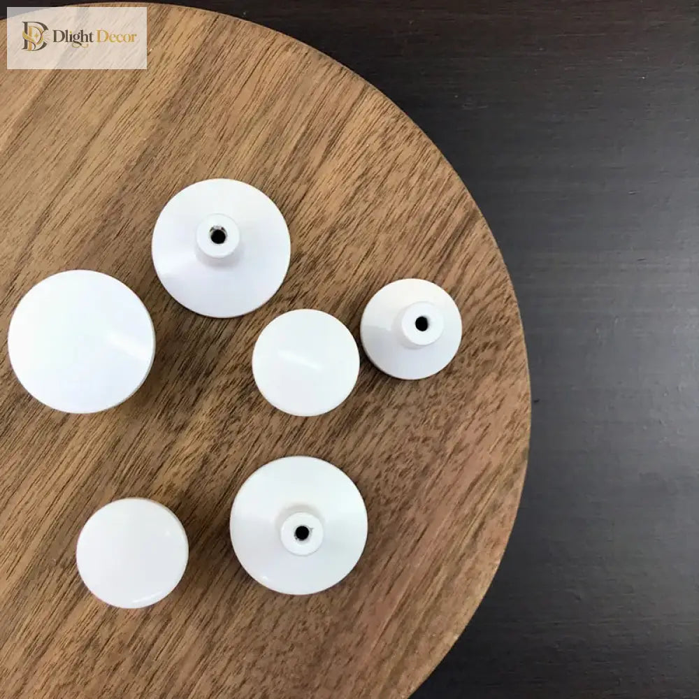 White Brass Cabinet Knobs – Round Drawer Pulls for Wardrobes and Furniture Doors knob
