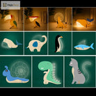 Wood And Acrylic Animals Led Night Light - Charming Decor For Children’s Bedrooms Table Lamp