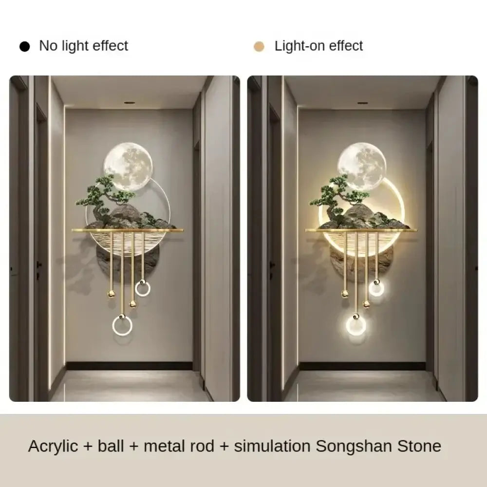 Dlight Decor 3D Wooden Landscape Wall Lamp WHITE / 60x125cm / AU Plug(With RC) Wall Art