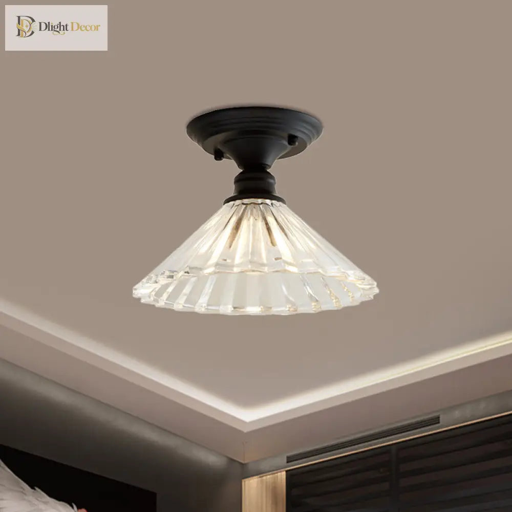 Ximena Industrial Wavy Glass Semi - Flush Mount Light