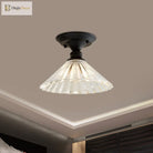 Ximena Industrial Wavy Glass Semi - Flush Mount Light