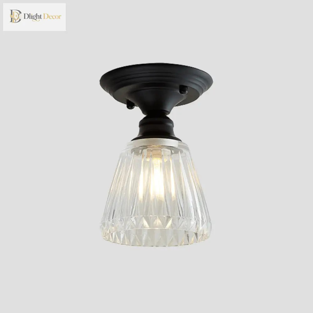 Ximena Industrial Wavy Glass Semi - Flush Mount Light