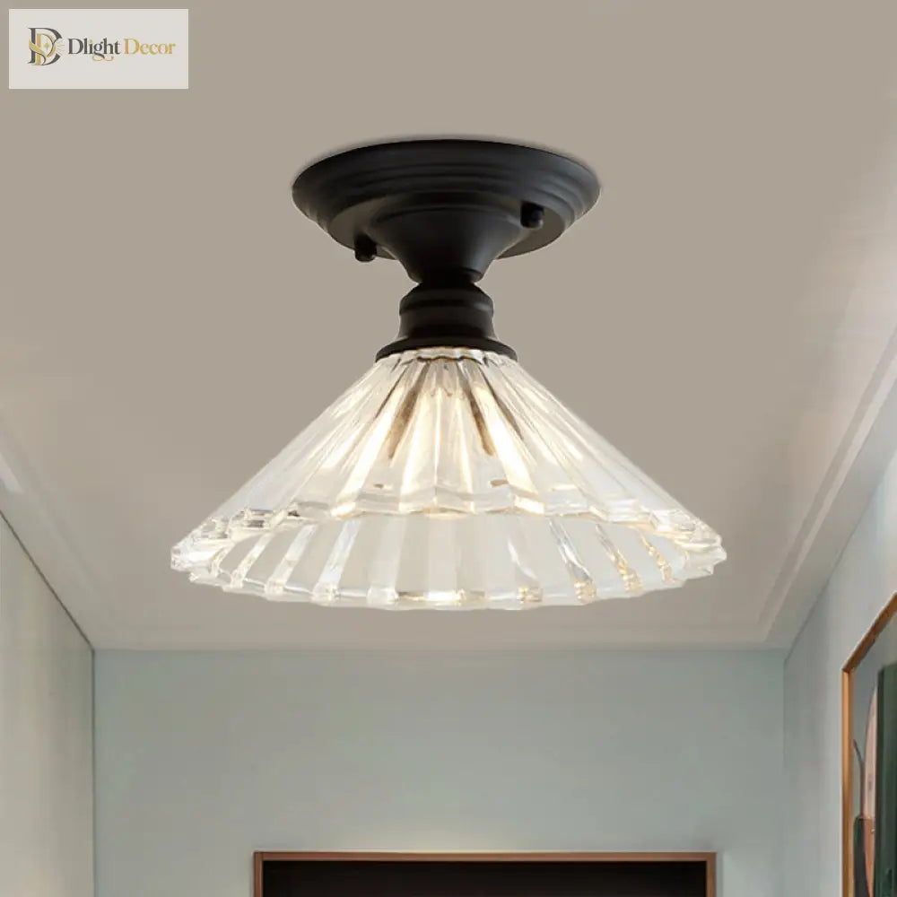 Ximena Industrial Wavy Glass Semi - Flush Mount Light