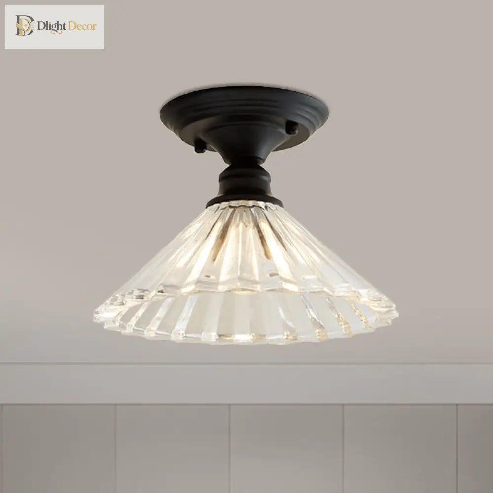 Ximena Industrial Wavy Glass Semi - Flush Mount Light