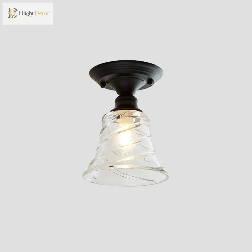 Ximena Industrial Wavy Glass Semi - Flush Mount Light
