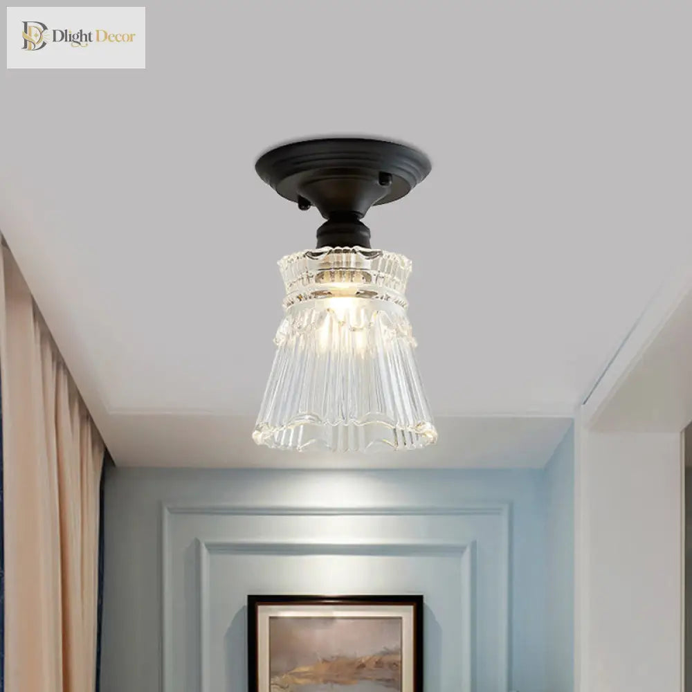 Ximena Industrial Wavy Glass Semi - Flush Mount Light