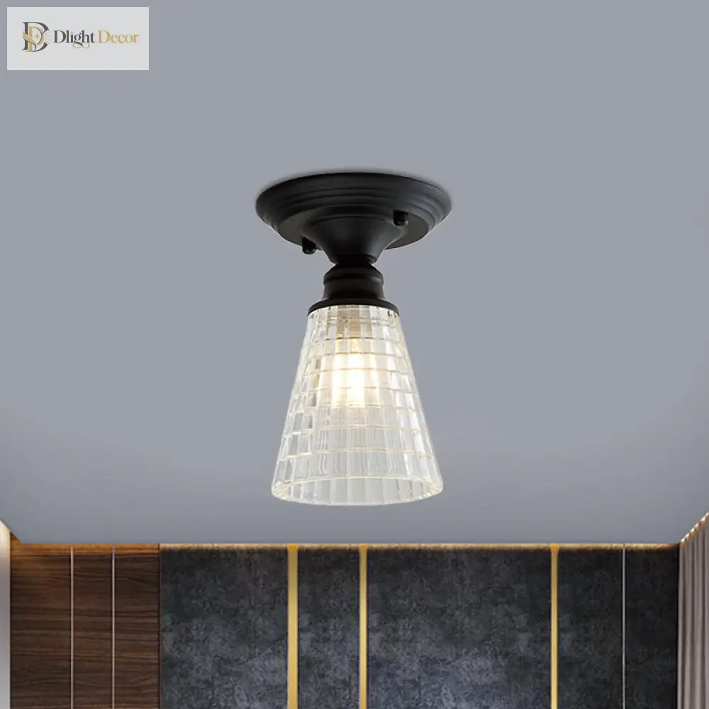 Ximena Industrial Wavy Glass Semi - Flush Mount Light