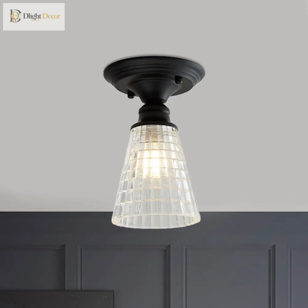 Ximena Industrial Wavy Glass Semi - Flush Mount Light