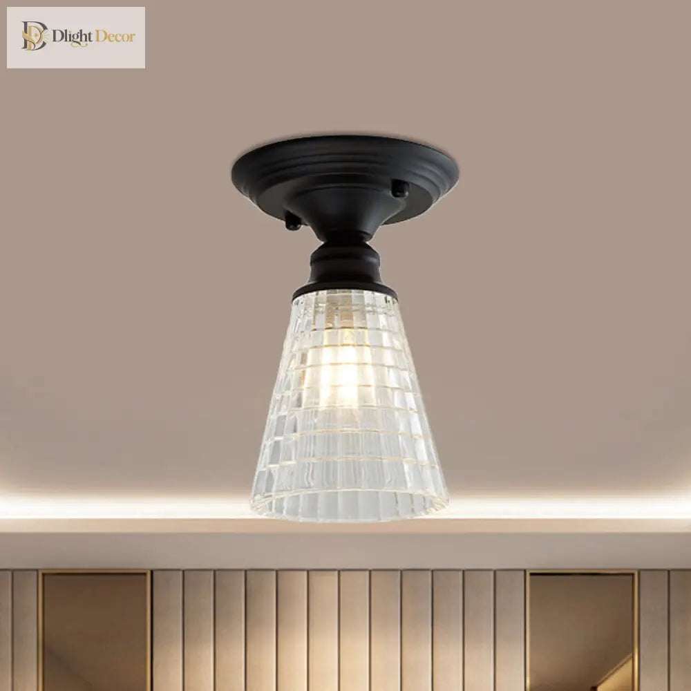 Ximena Industrial Wavy Glass Semi - Flush Mount Light
