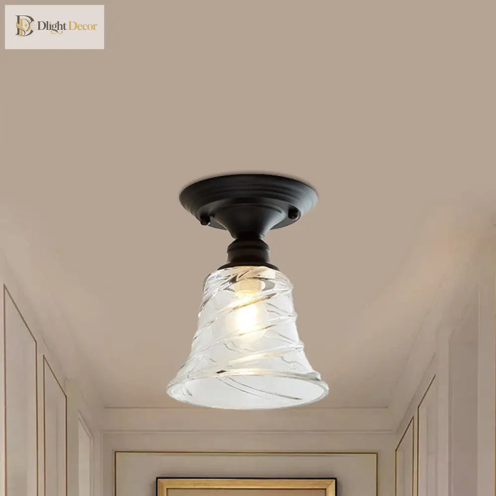 Ximena Industrial Wavy Glass Semi - Flush Mount Light