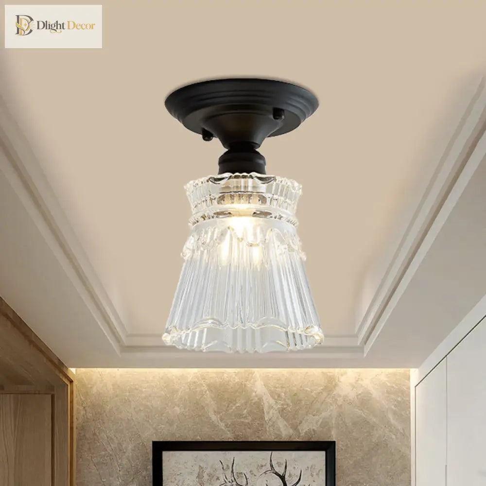 Ximena Industrial Wavy Glass Semi - Flush Mount Light