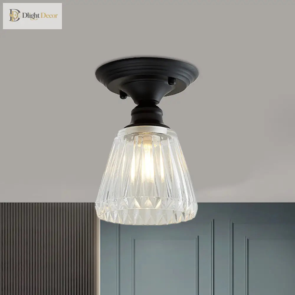 Ximena Industrial Wavy Glass Semi - Flush Mount Light