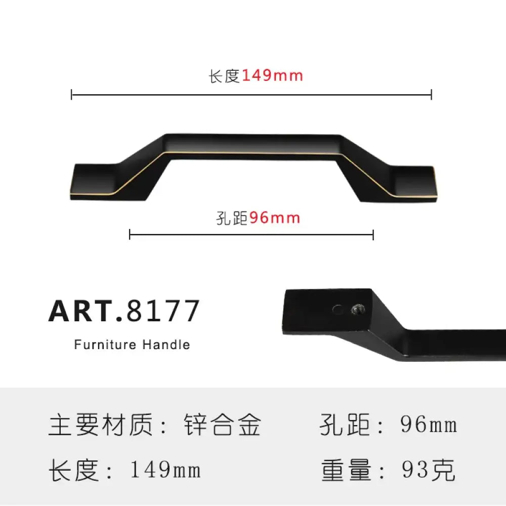 Zinc Alloy Solid Cabinet Door Handles – Modern Minimalist Knobs for Wardrobe and Kitchen Furniture 8177-96 Handles