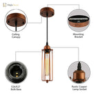 Zoe Vintage Industrial Pendant Light With Dark Rust Finish