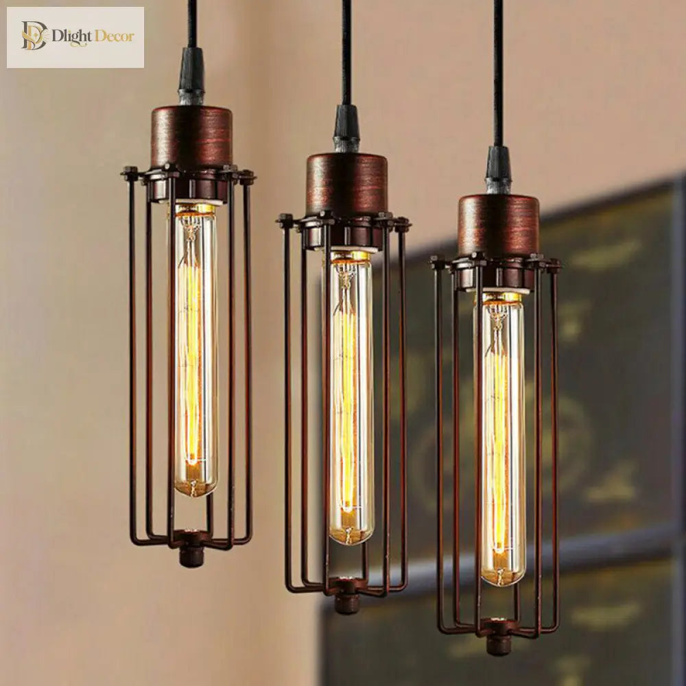 Zoe Vintage Industrial Pendant Light With Dark Rust Finish