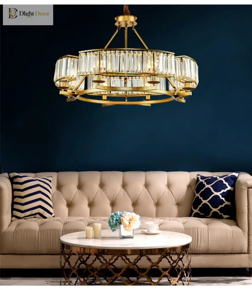 Zoe’s K9 Crystal Modern Glass Chandelier - Copper Luxury Hanging Lamp Chandelier