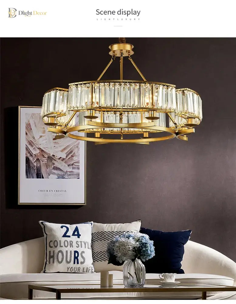 Zoe’s K9 Crystal Modern Glass Chandelier - Copper Luxury Hanging Lamp Chandelier